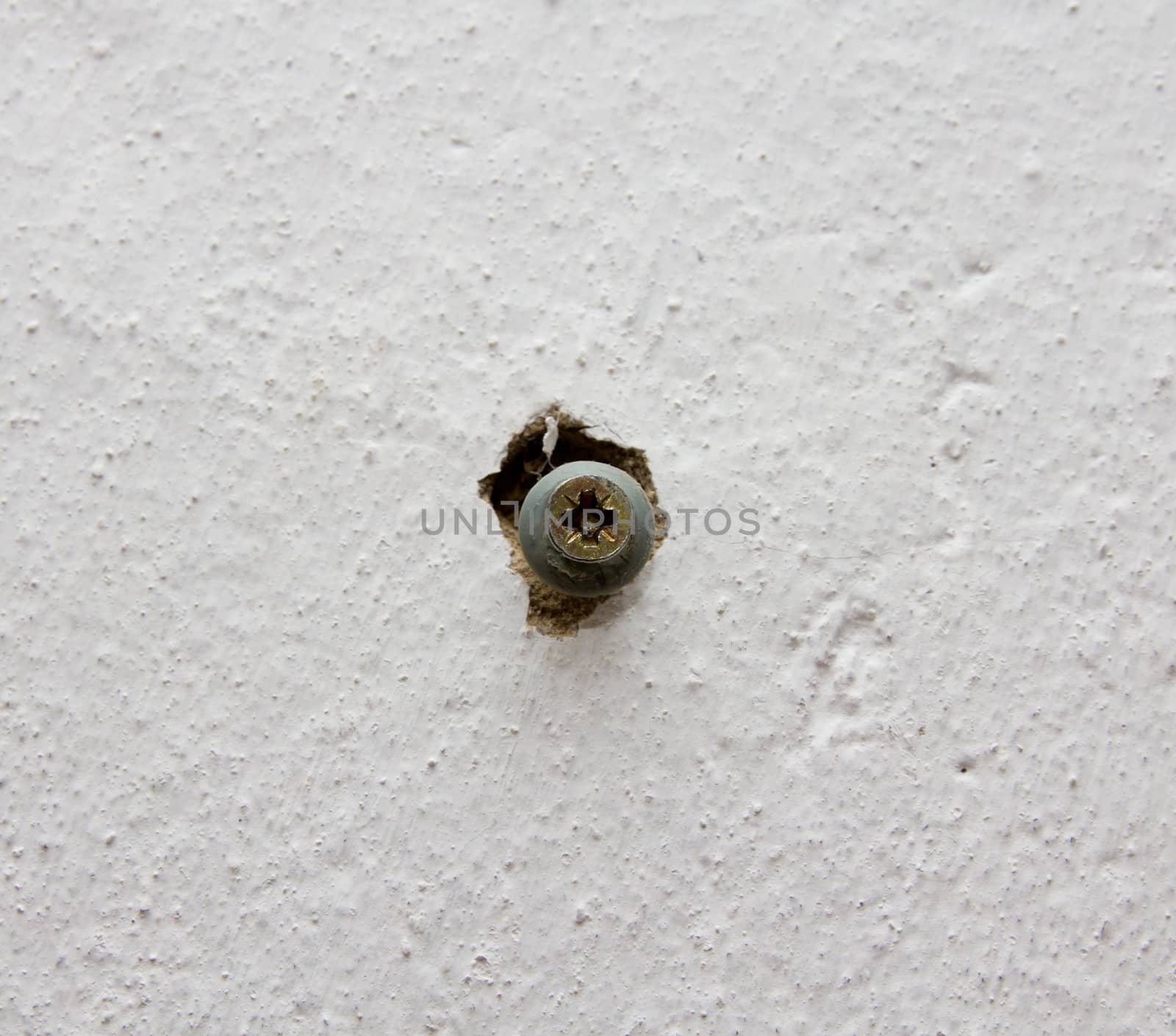 screw in a white wall by schankz