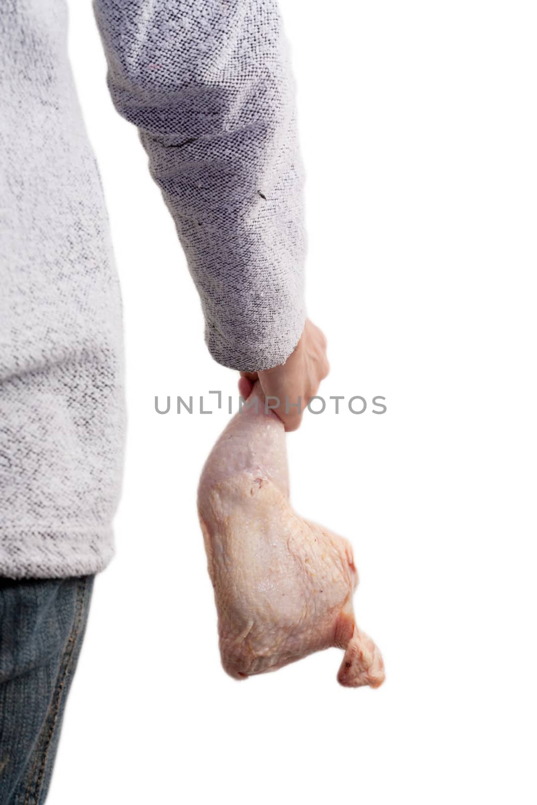 chicken leg in hand