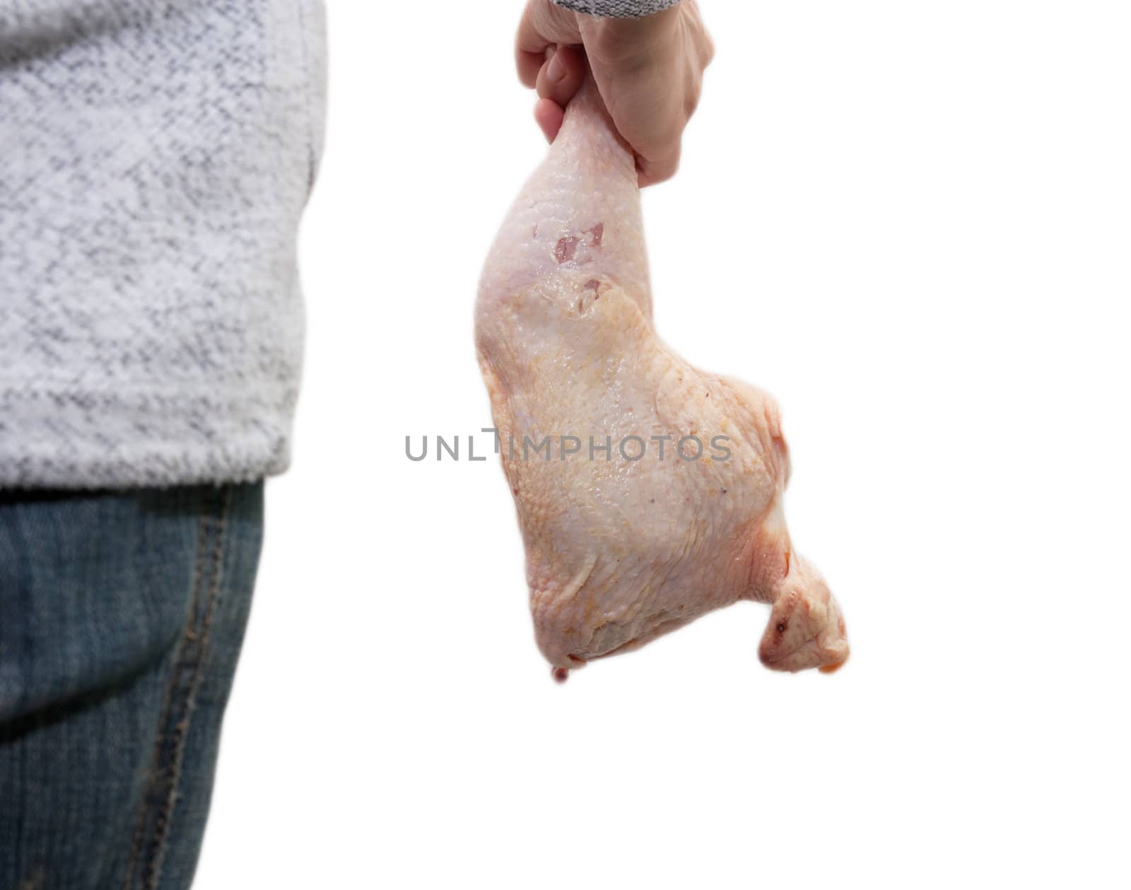 chicken leg in hand