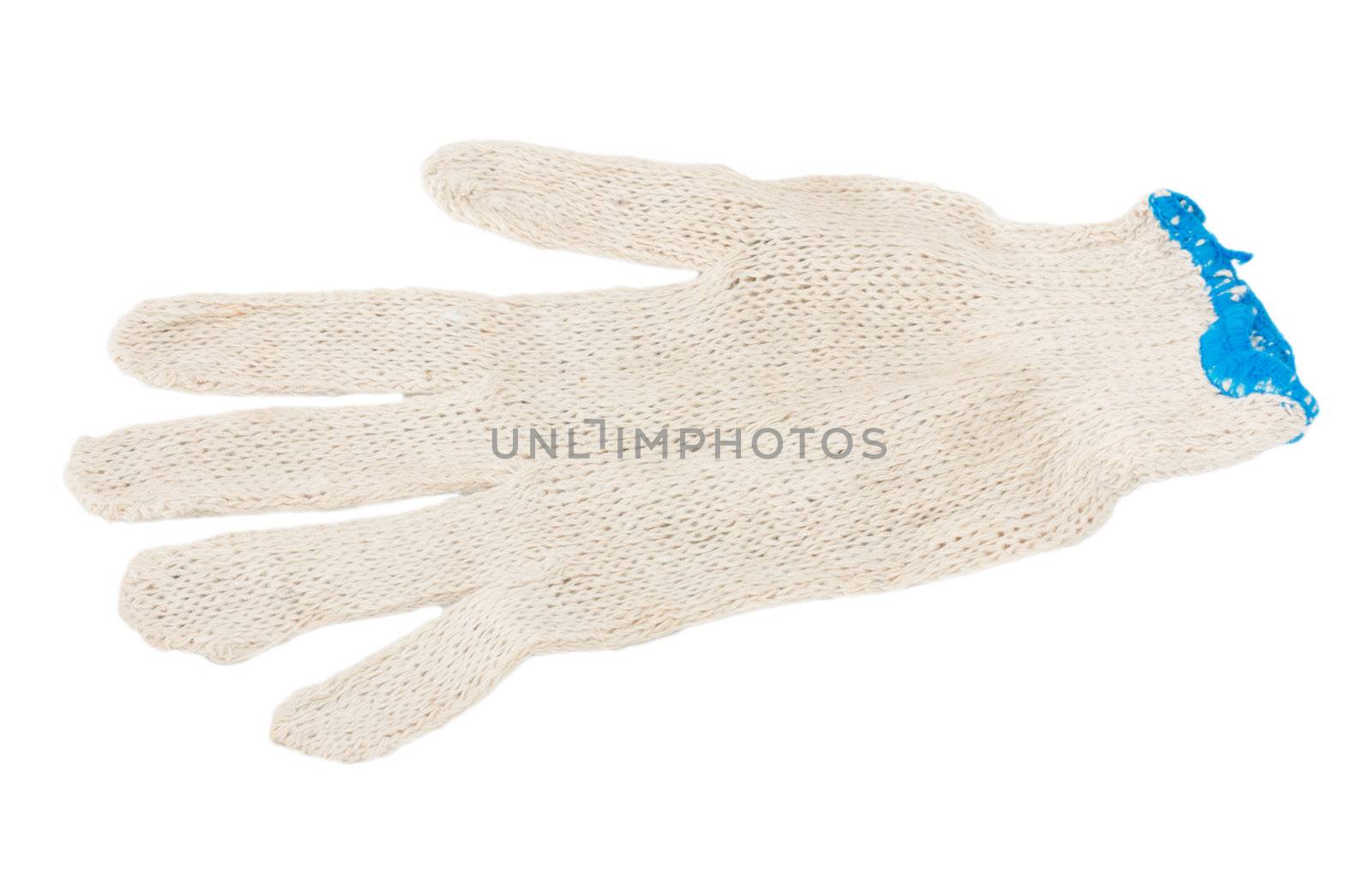 White knitted glove isolated on white background 