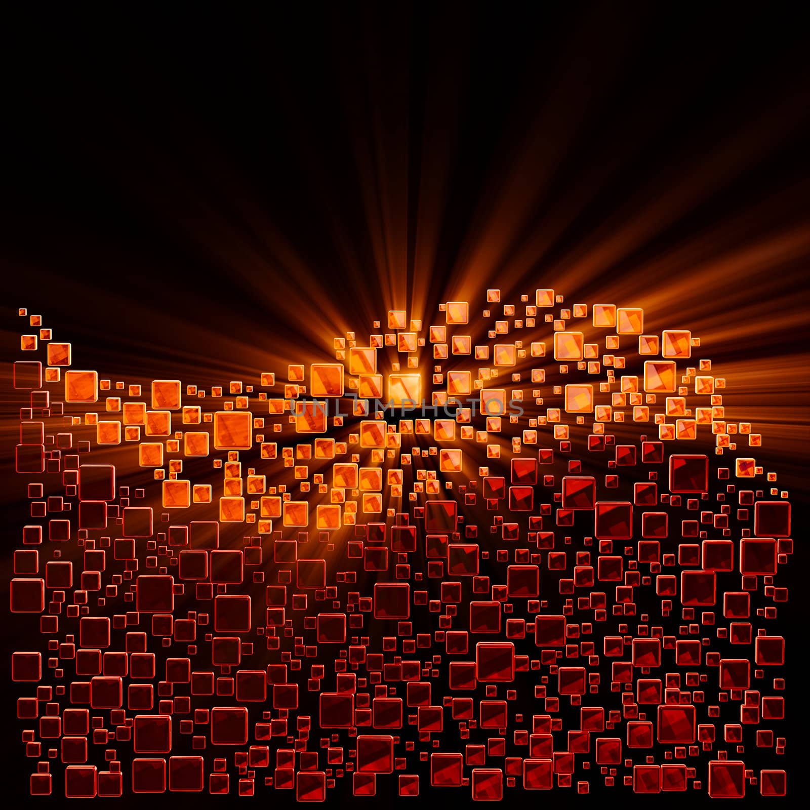 bright glowing cubes in the shape of a wave for background