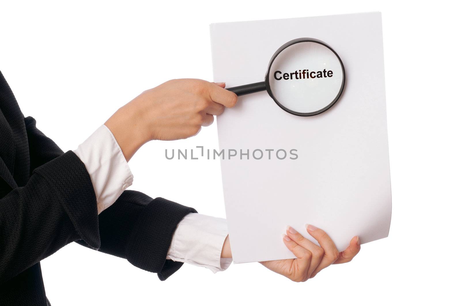 The office worker reviewing a certificate of new workers