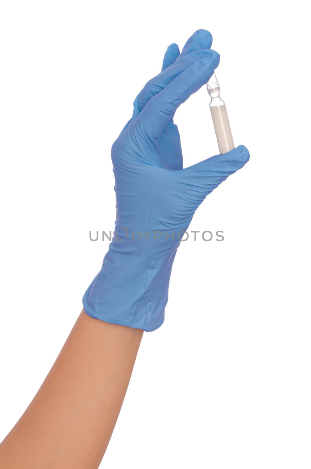 laboratory assistant takes one ampule for making a vaccination