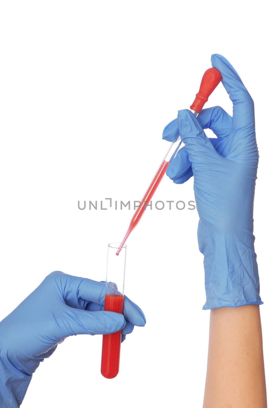 Doctor research a sample of blood for vaccine