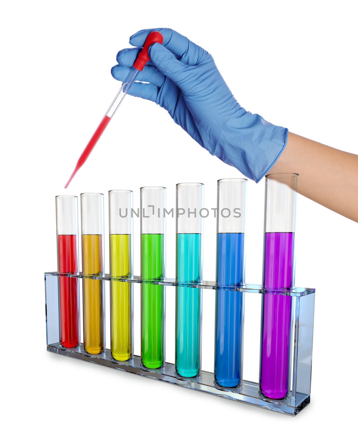 chemist making test in a laboratory with samples