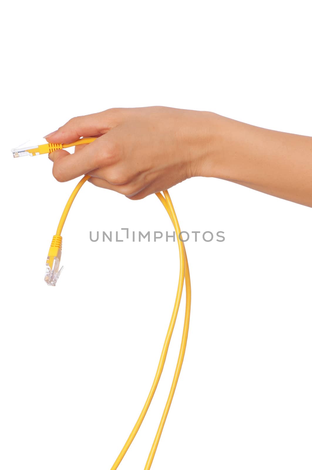 woman holding LAN cords in the hand