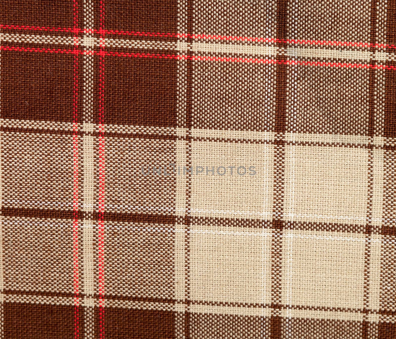 Textured striped check fabric background.