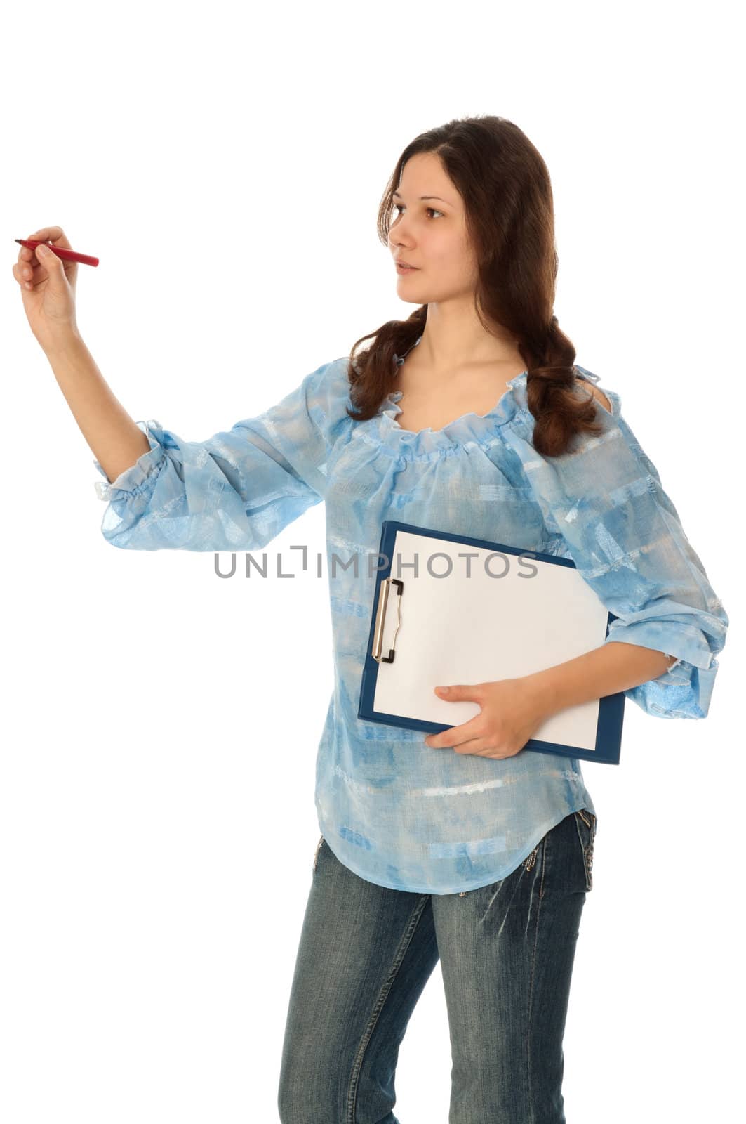 commodities expert with clipboard in the hand drawing a diagram