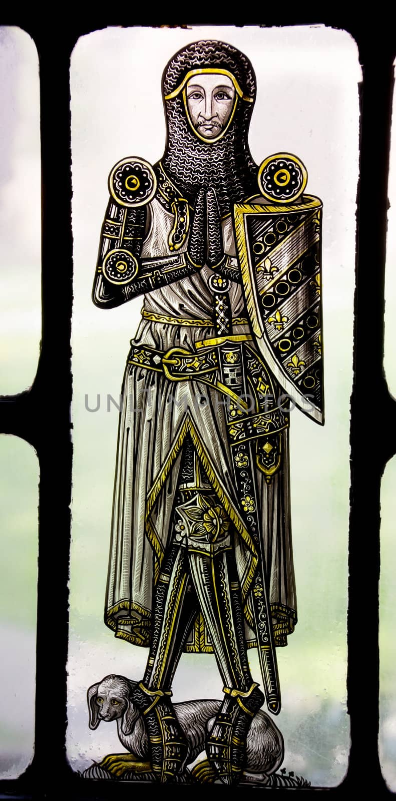 Bonawit Stained Glass Medieval Knight Praying Yale University Library by bill_perry