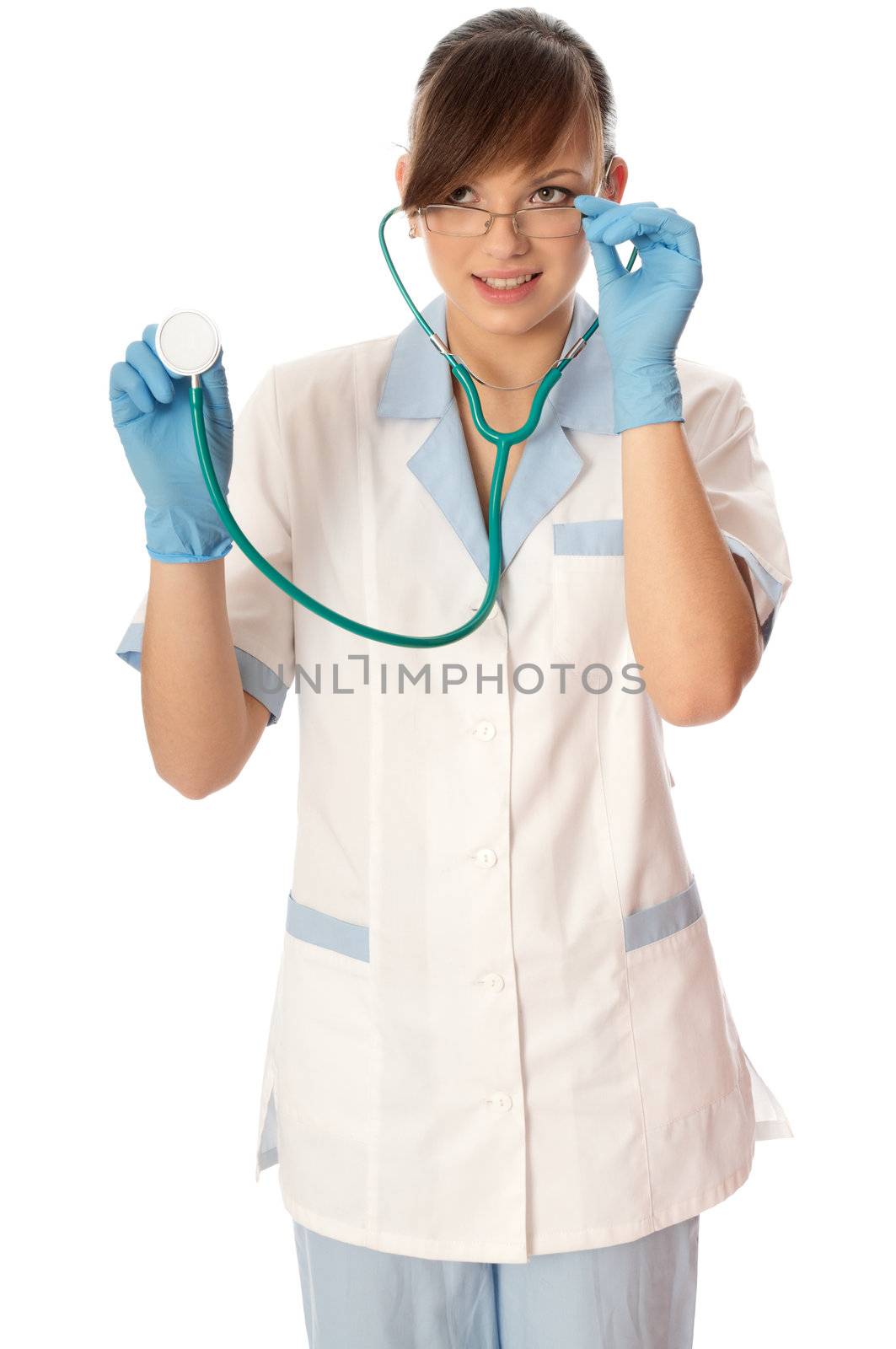 The doctor holding stethoscope in the hand