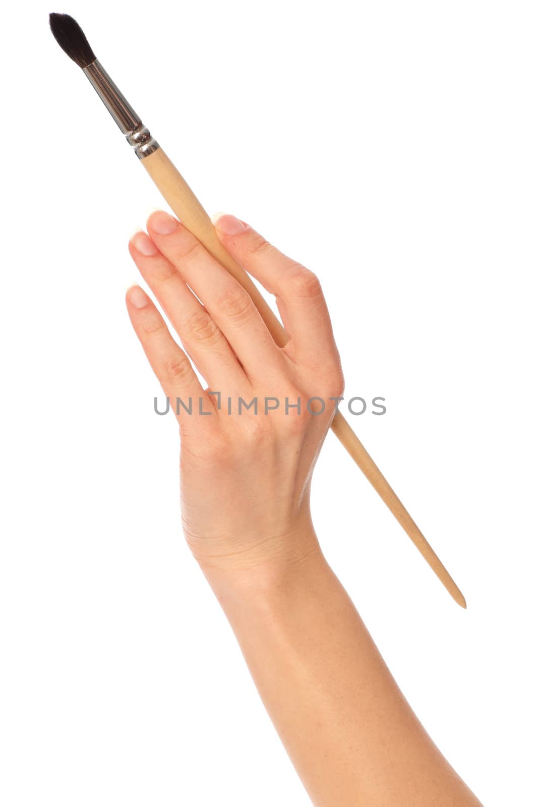 woman drawing a picture with a brush