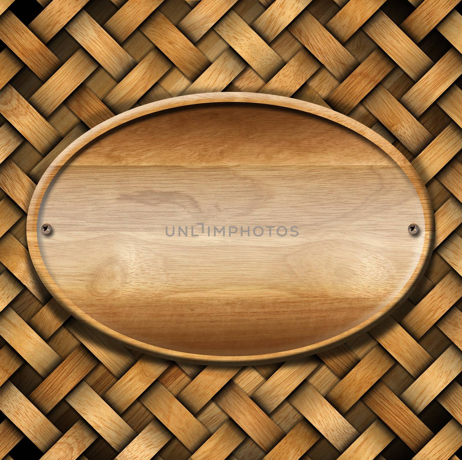 Wooden crisscross diagonal template with oval wooden frame


