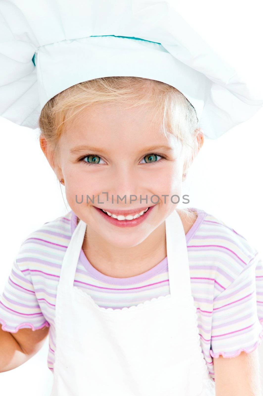 cute little baby dressed as a cook