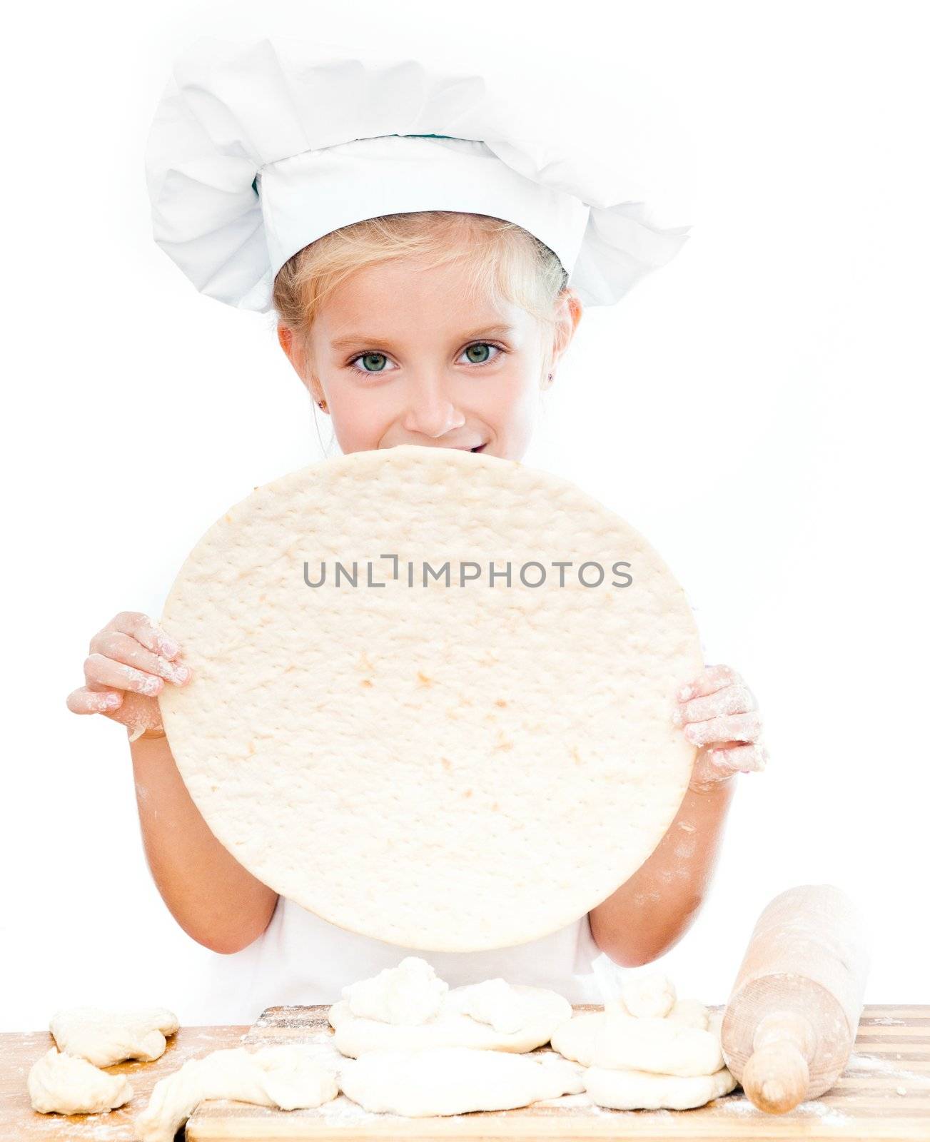 girl with pizza dough by GekaSkr
