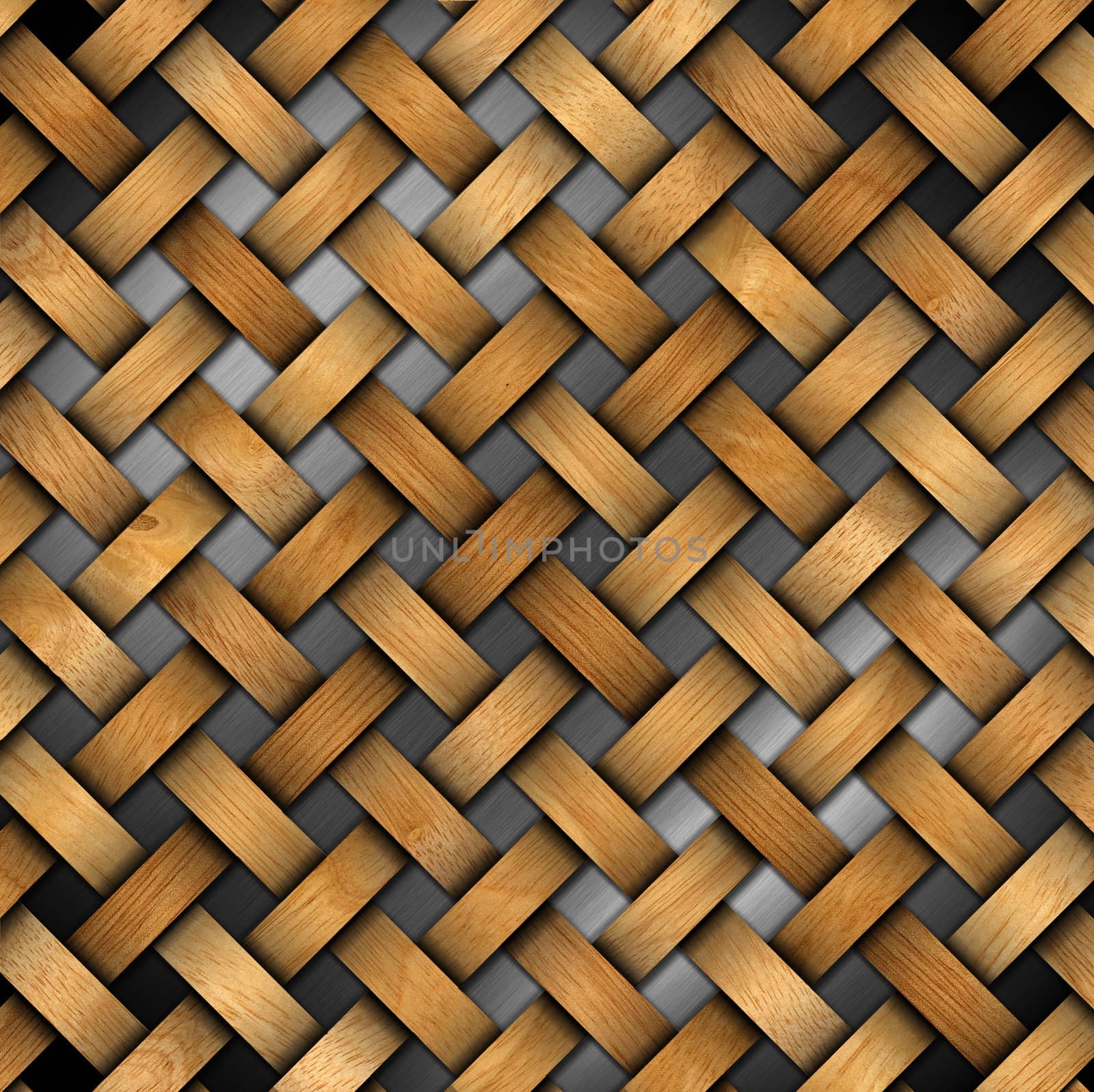 Wooden crisscross diagonal template on metal background


