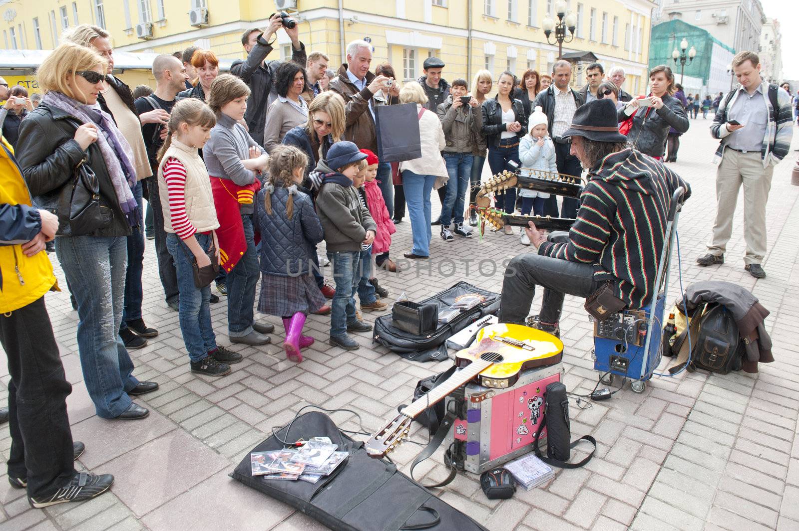 Street musician in Moscow Russia, taken on April 2012