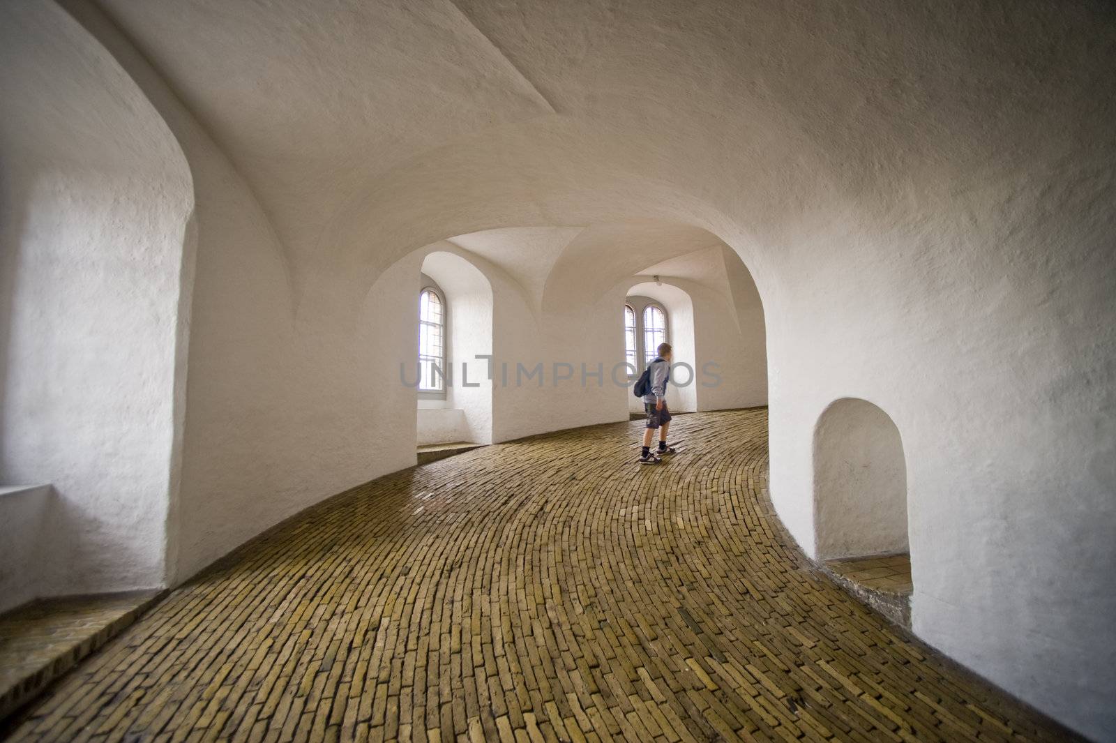 Lifting a corridor in a round tower in Copenhagen Denmark