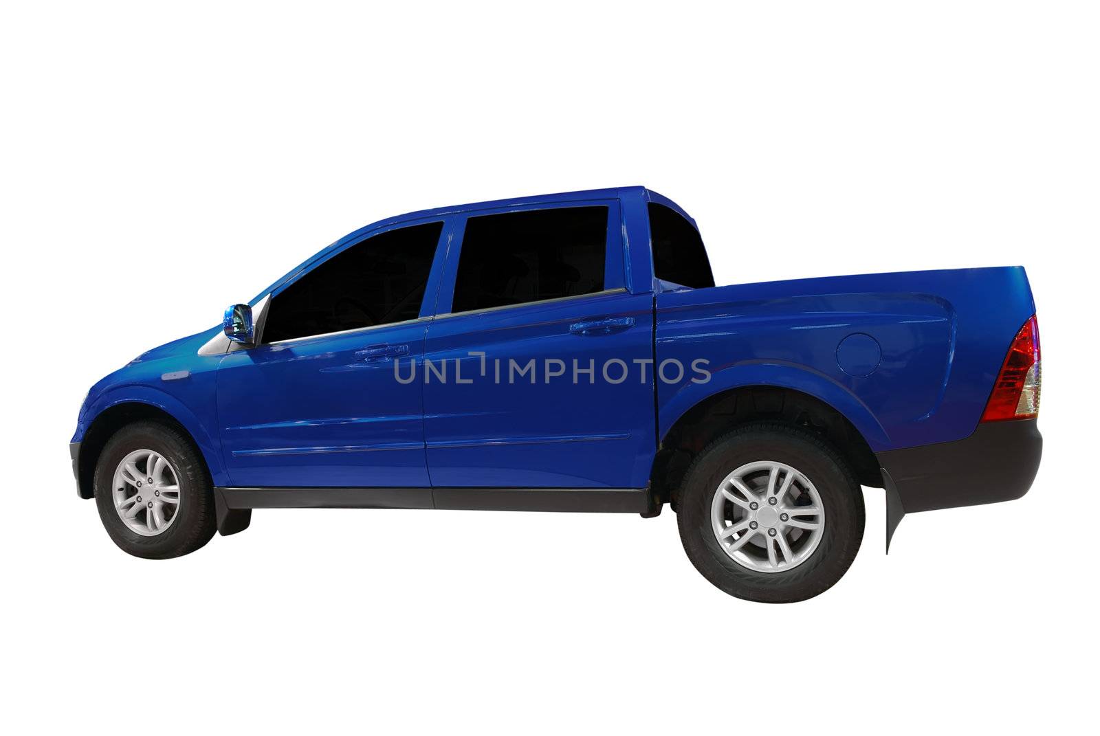 Blue pickup truck isolated on white