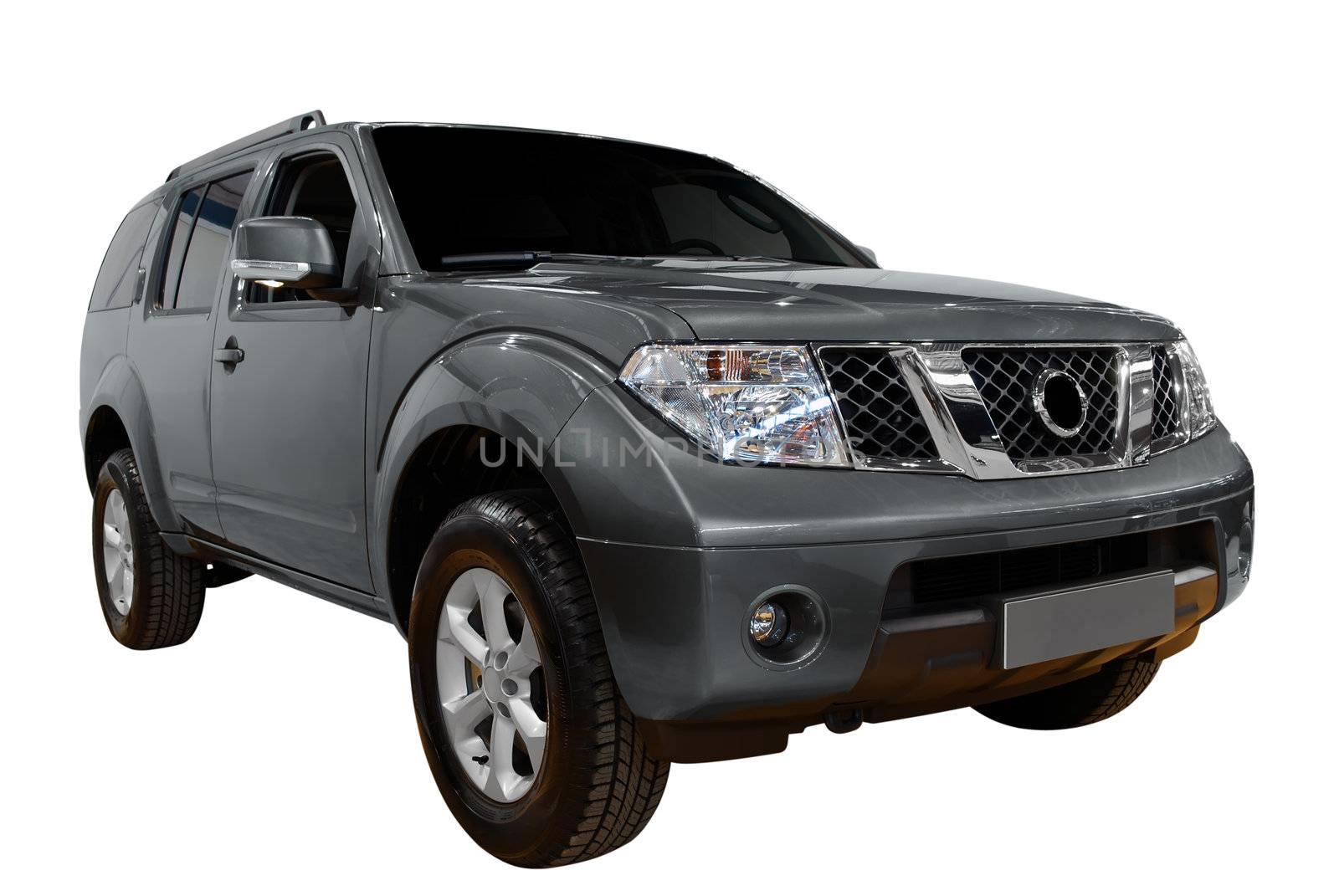 Front of 4x4 suv isolated