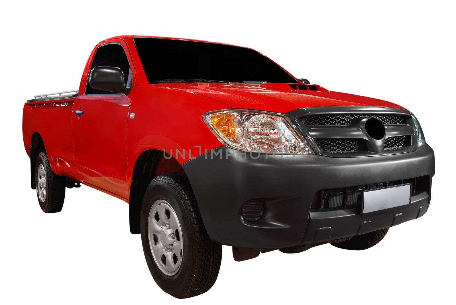 Front of pickup truck isolated
