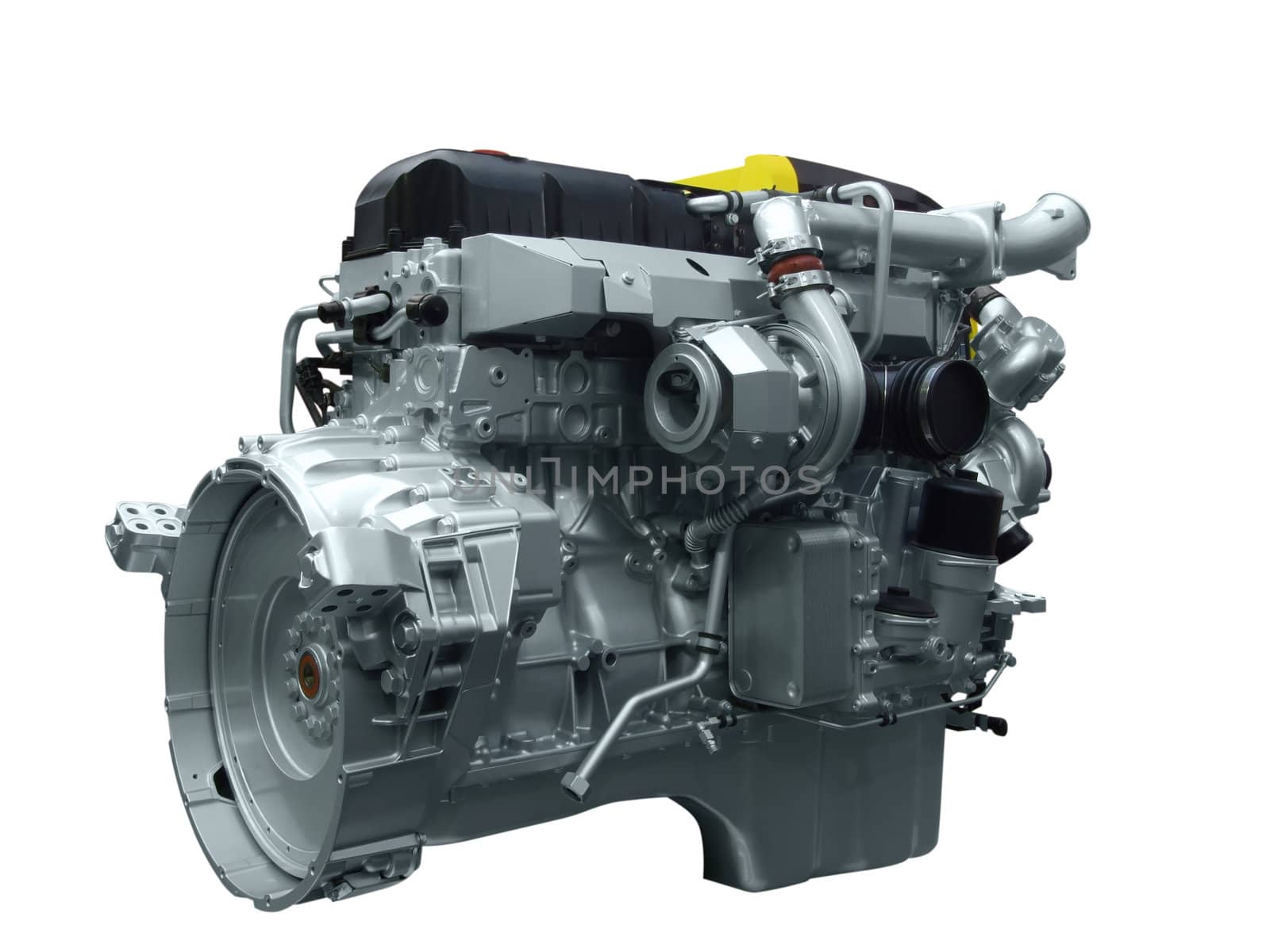 Heavy truck engine isolated on white