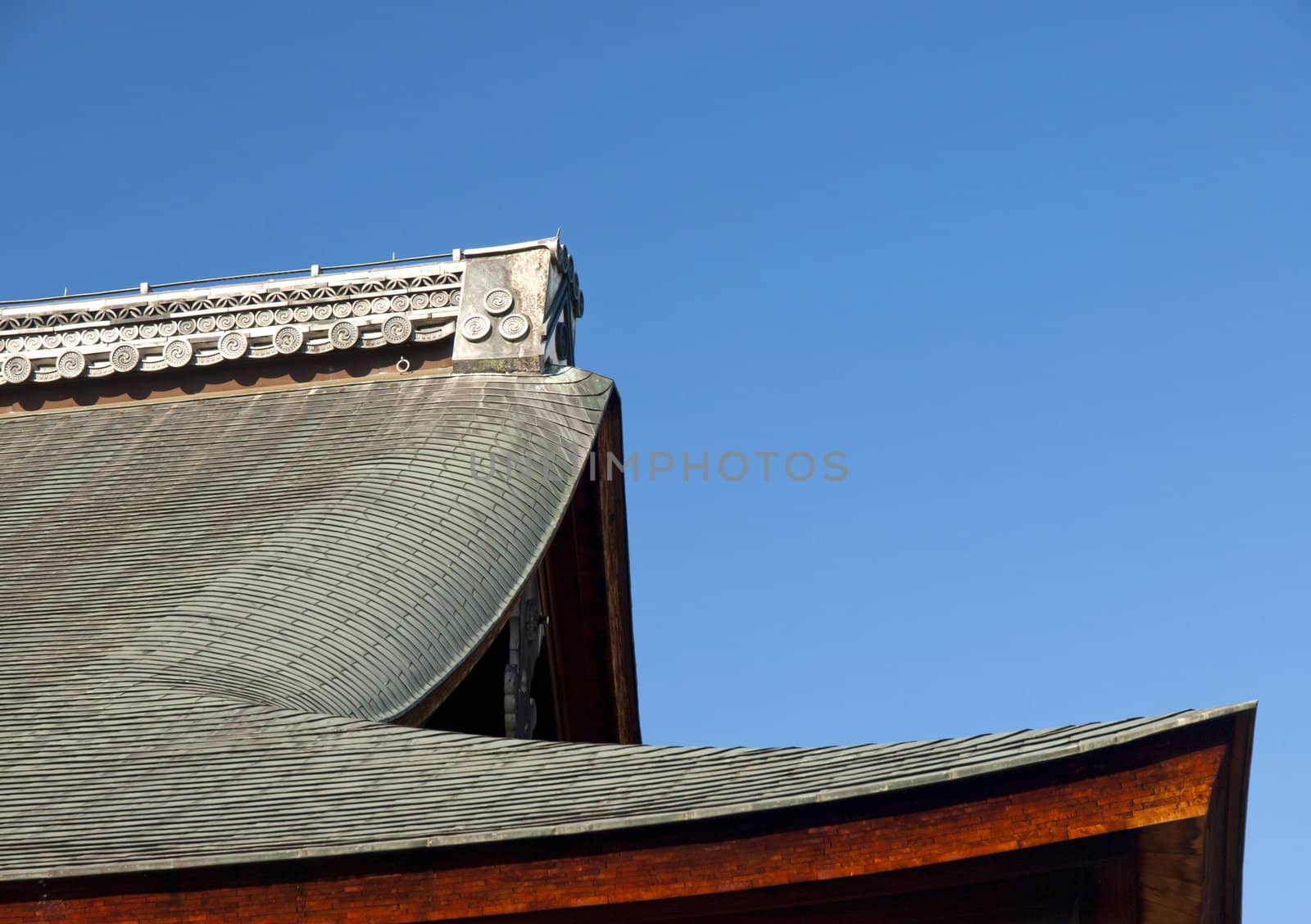Details of the roof of japanese temple in Tenryu-ji temple in Kyoto, Japan
