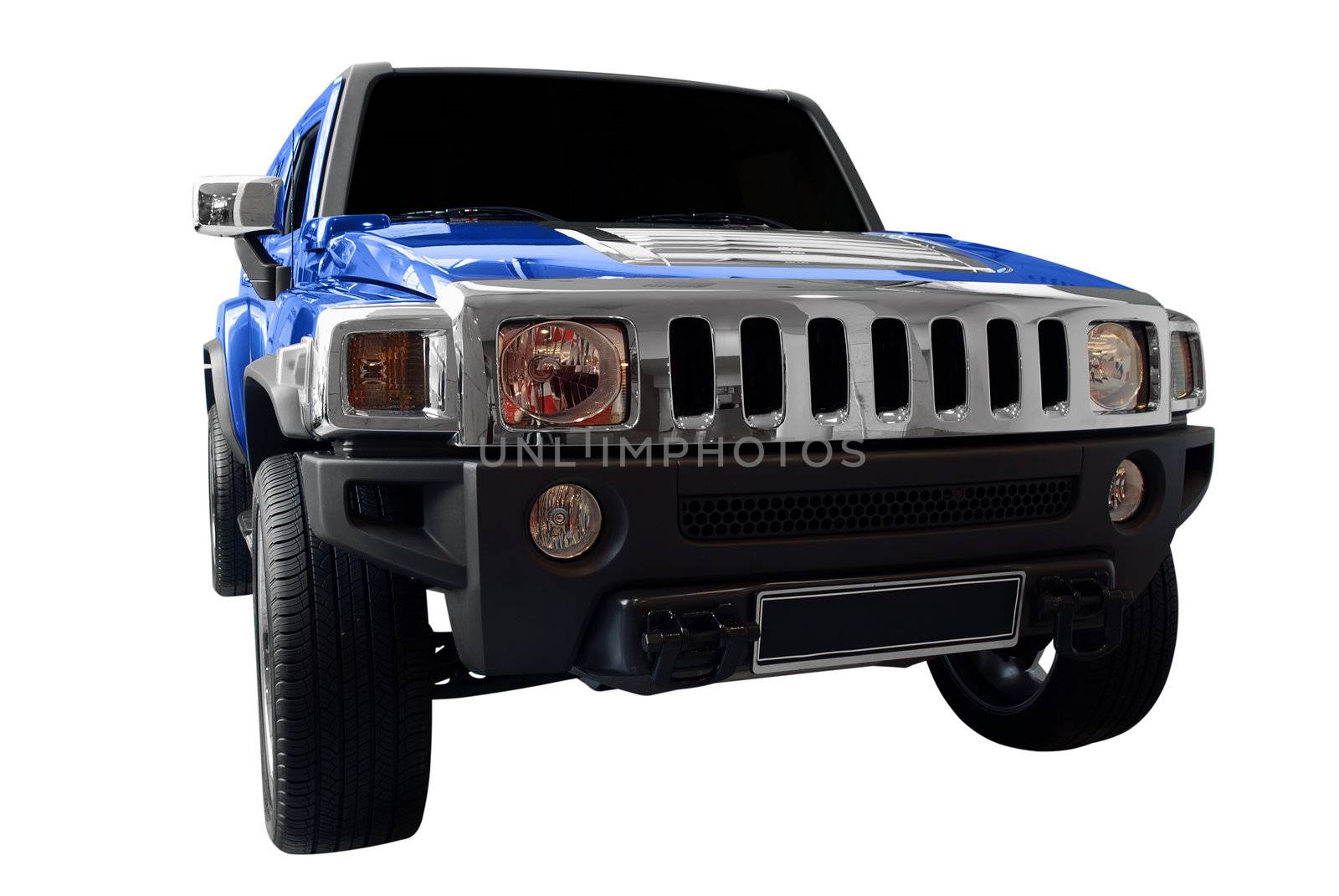 Front of strong 4x4 suv isolated
