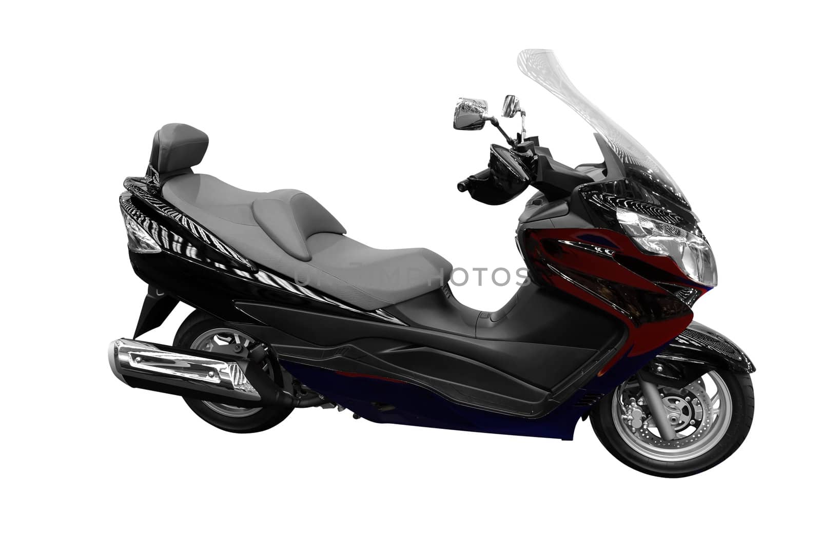 Black scooter motorcycle isolated on white
