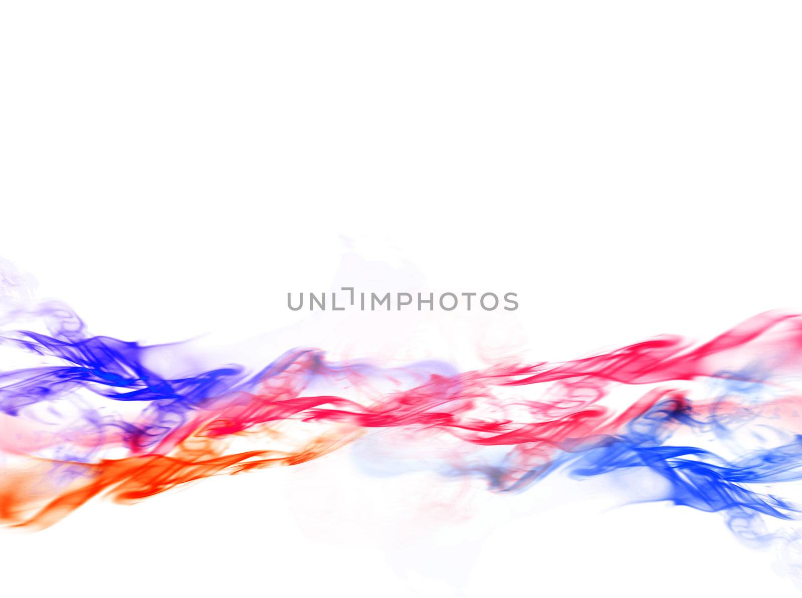 Smoke in maelstrom of rainbow on white background