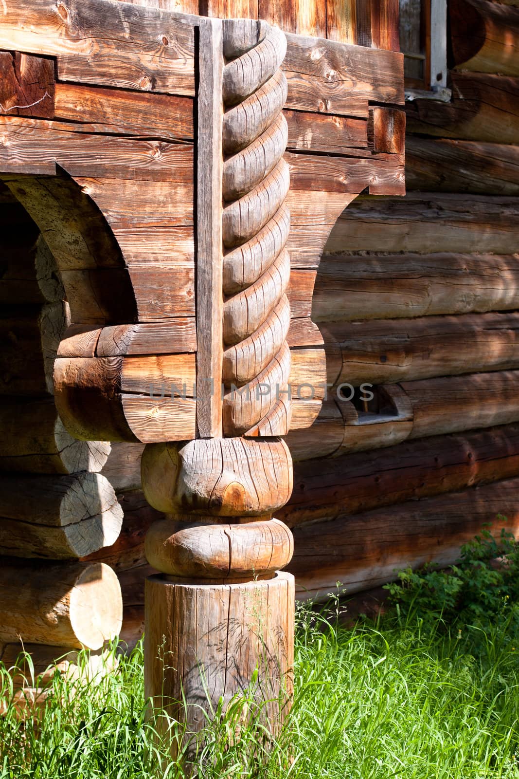 A part of wooden decoration on a house
