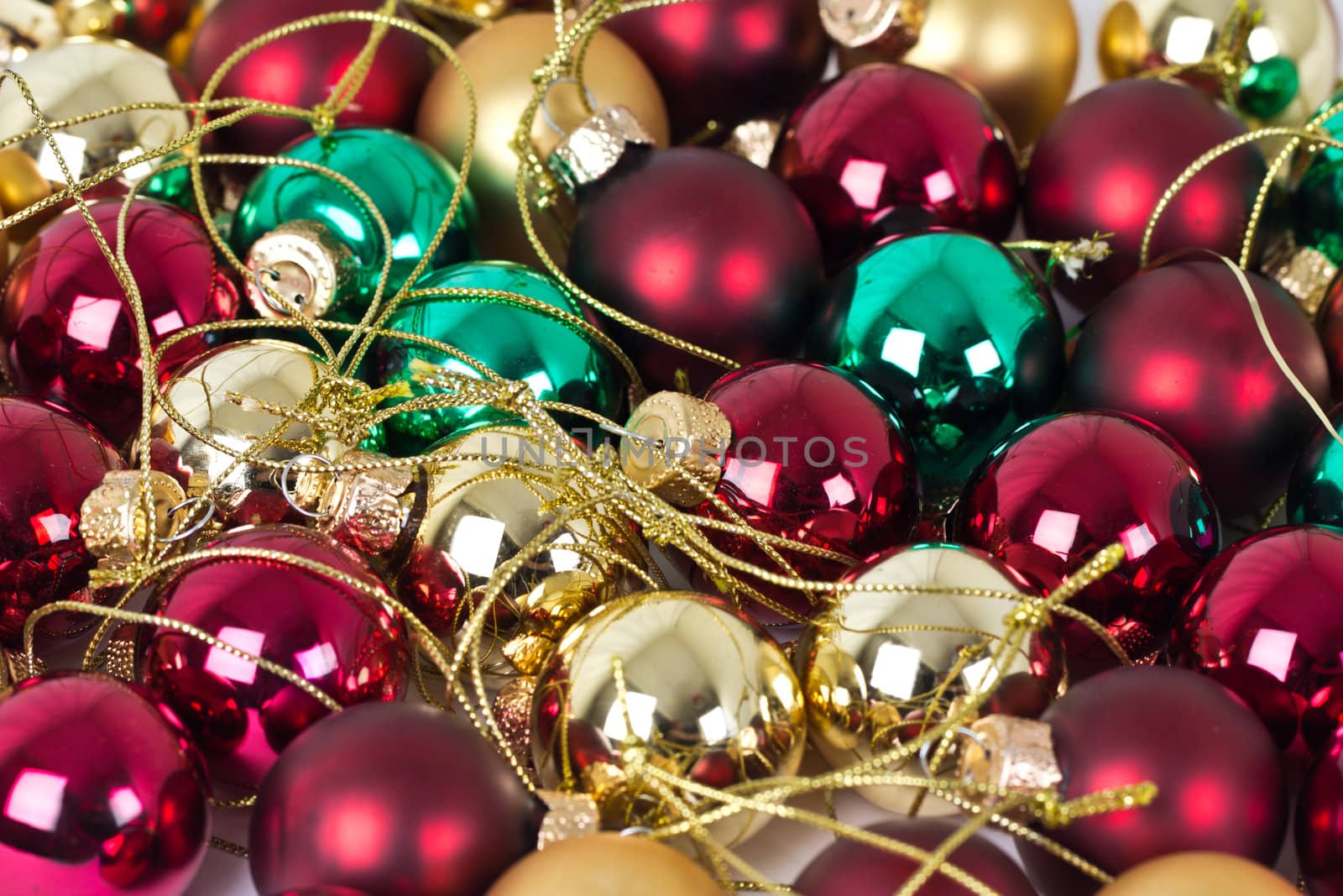 Colourful glass boubles ready to put on a christmas tree