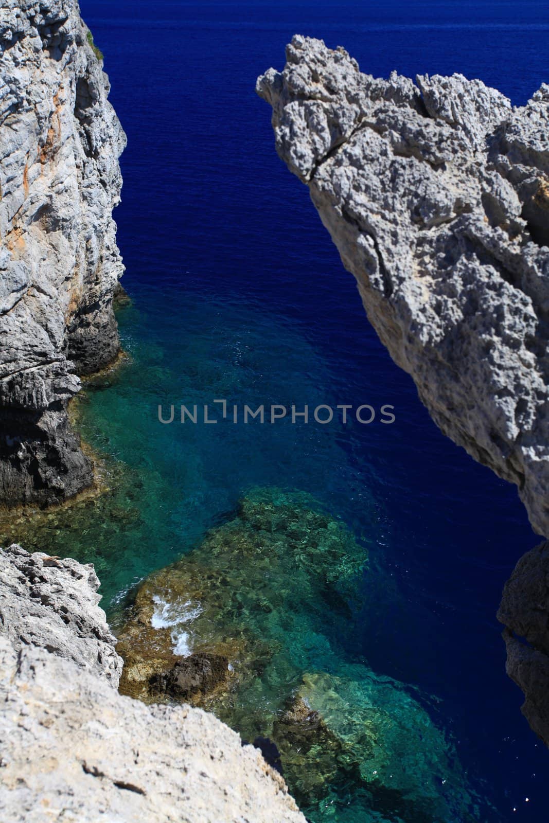 Crystal clear waters near Anthony Quinn Bay in Rhodes Greece