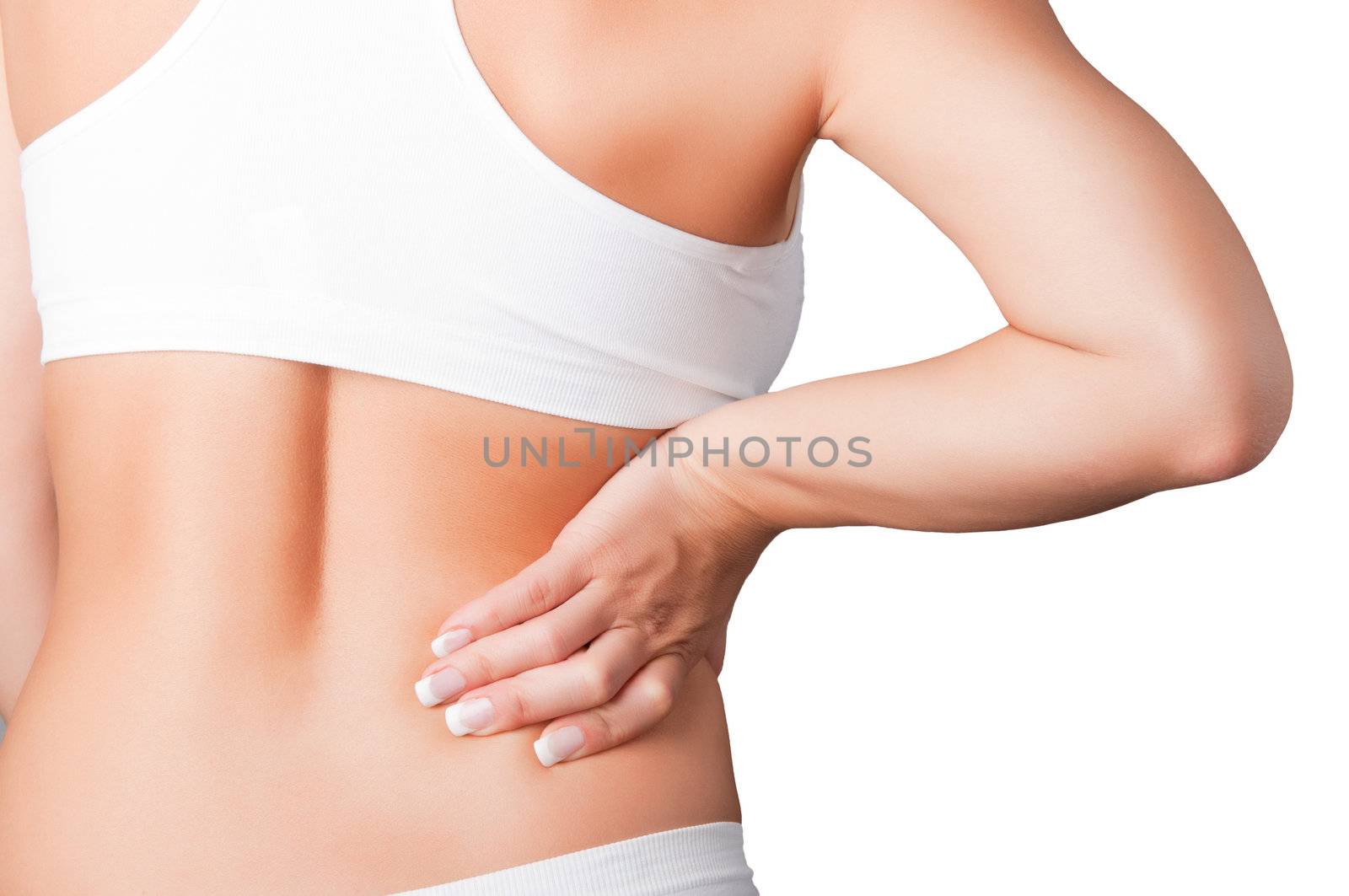 Young woman with pain in her lower back