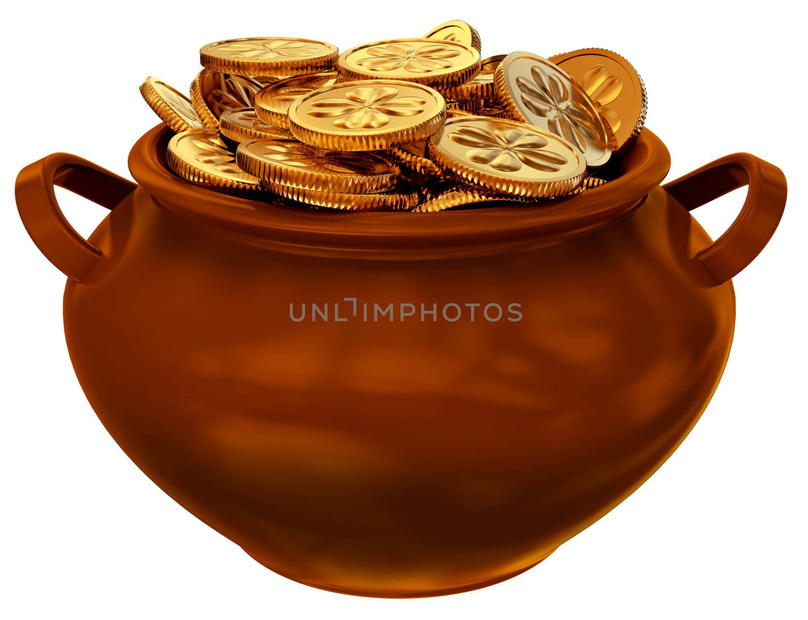 pan with coins as a symbol of fortune and welth