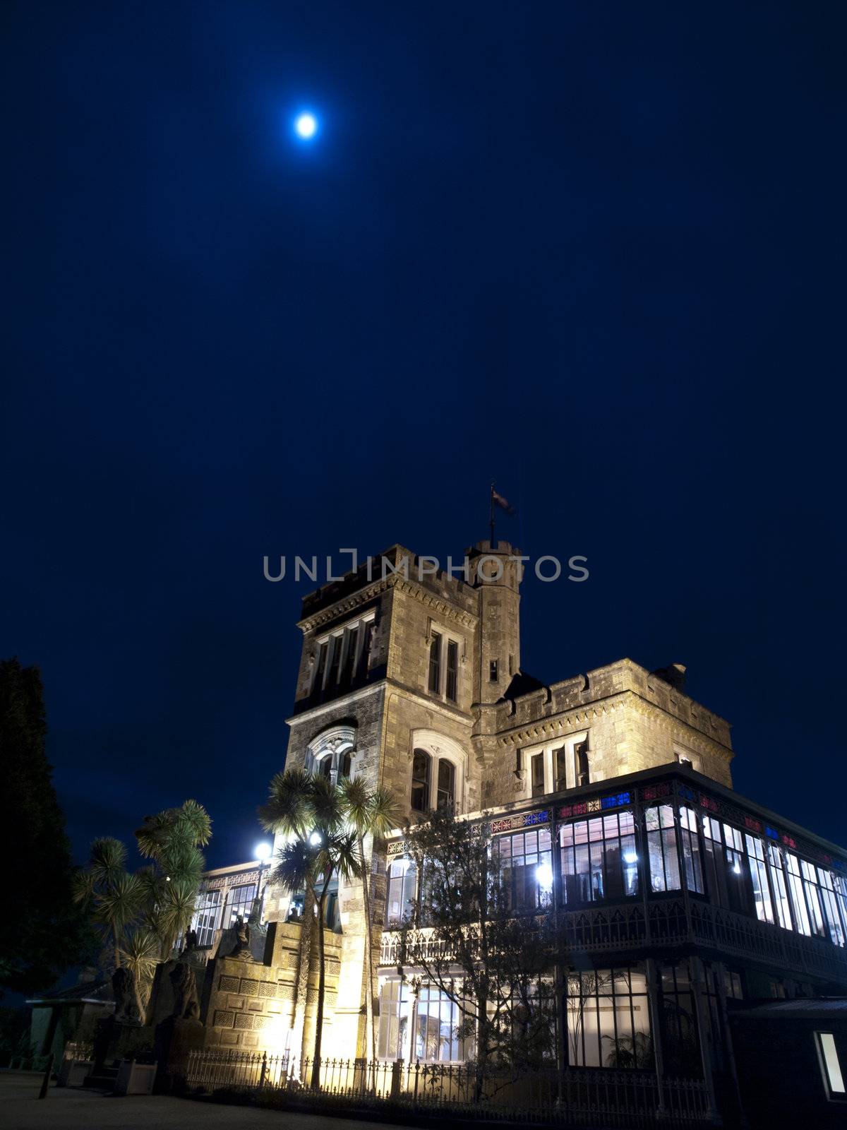 Full moon at Larnach Castle, New Zealand