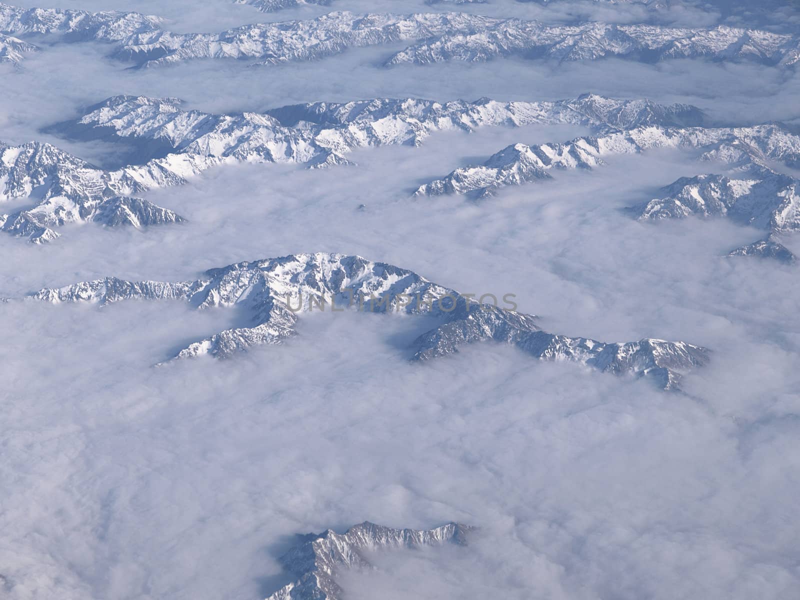 The New Zealand's Sothern Alps looking from above