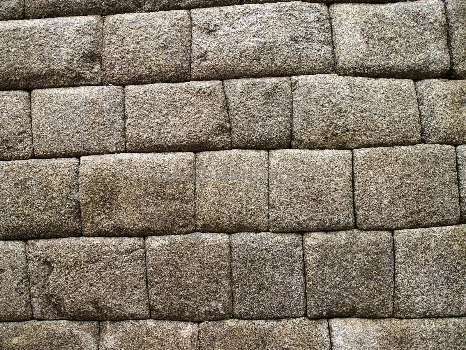 Detail of Inca wall in the ancient city of Machu Picchu, Peru