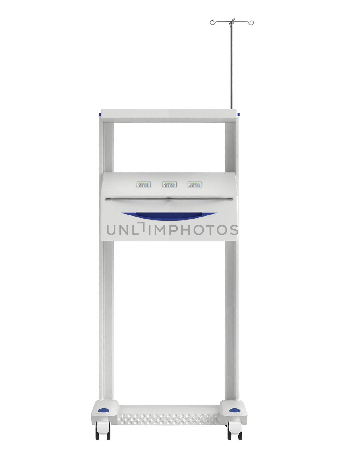 Dropper with a table isolated on white background