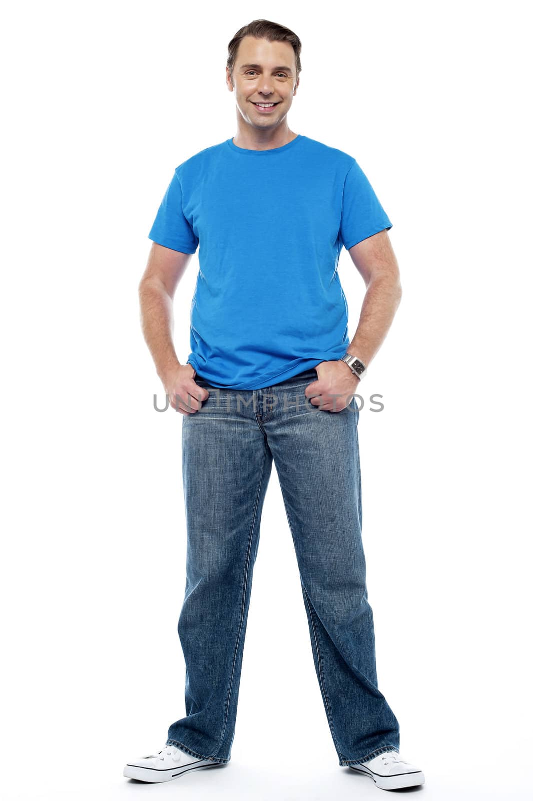 Stylish portrait of handsome young man. Full length shot