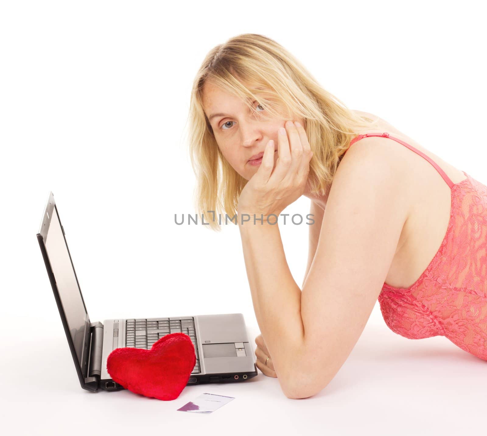 Attractive woman dating over the internet