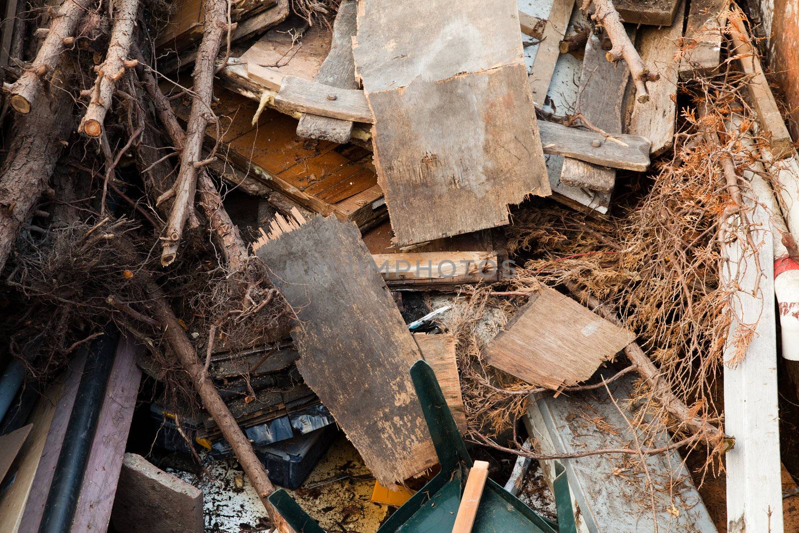 Pile of mixed garbage after a demolition project / renovation