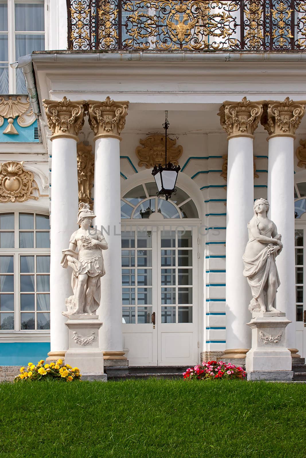 Fragment of  facade of  Catherine Palace, Russia.