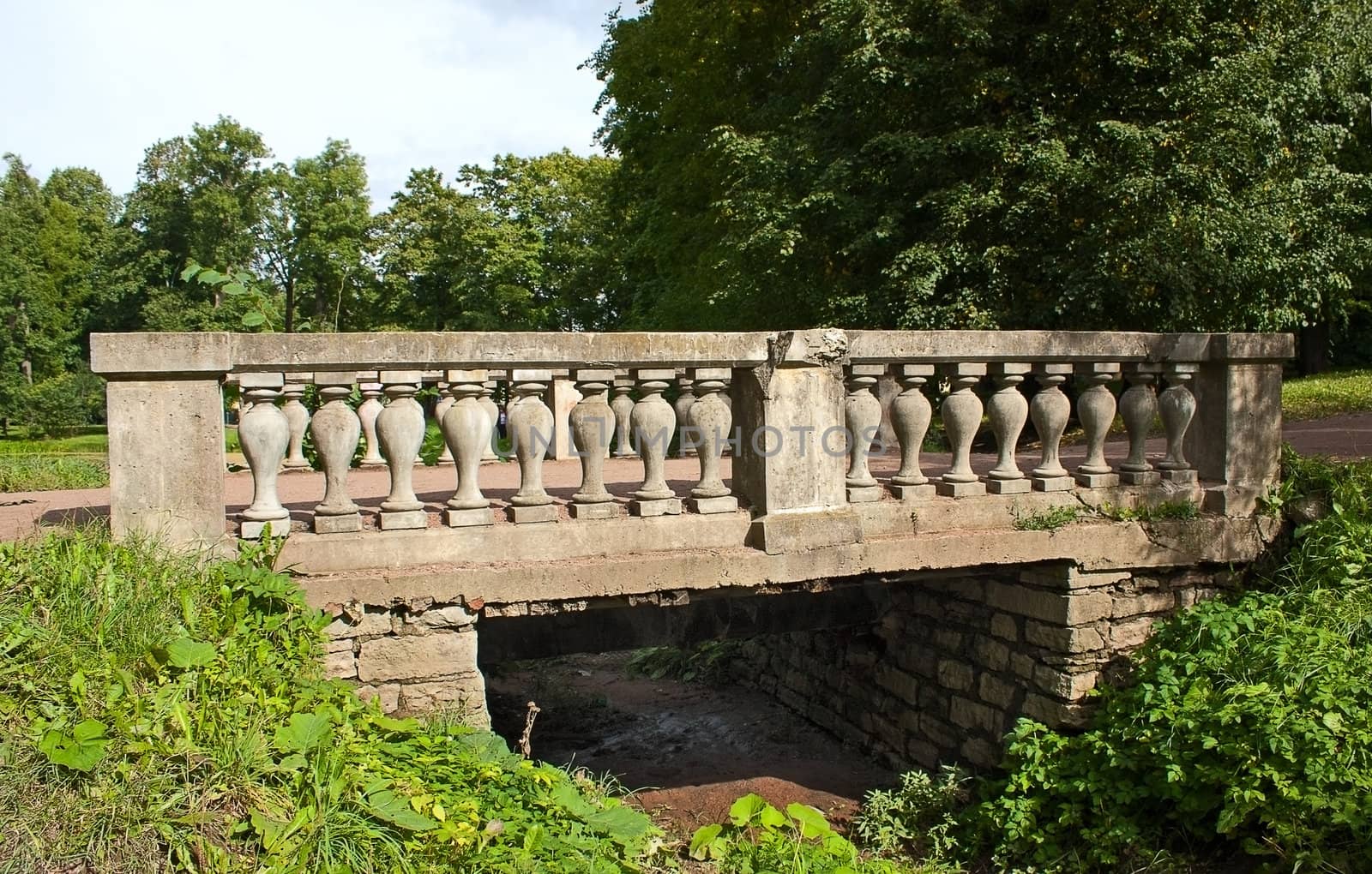 View of old bridge in Catherine Park,Tsarskoye Selo, Russia.