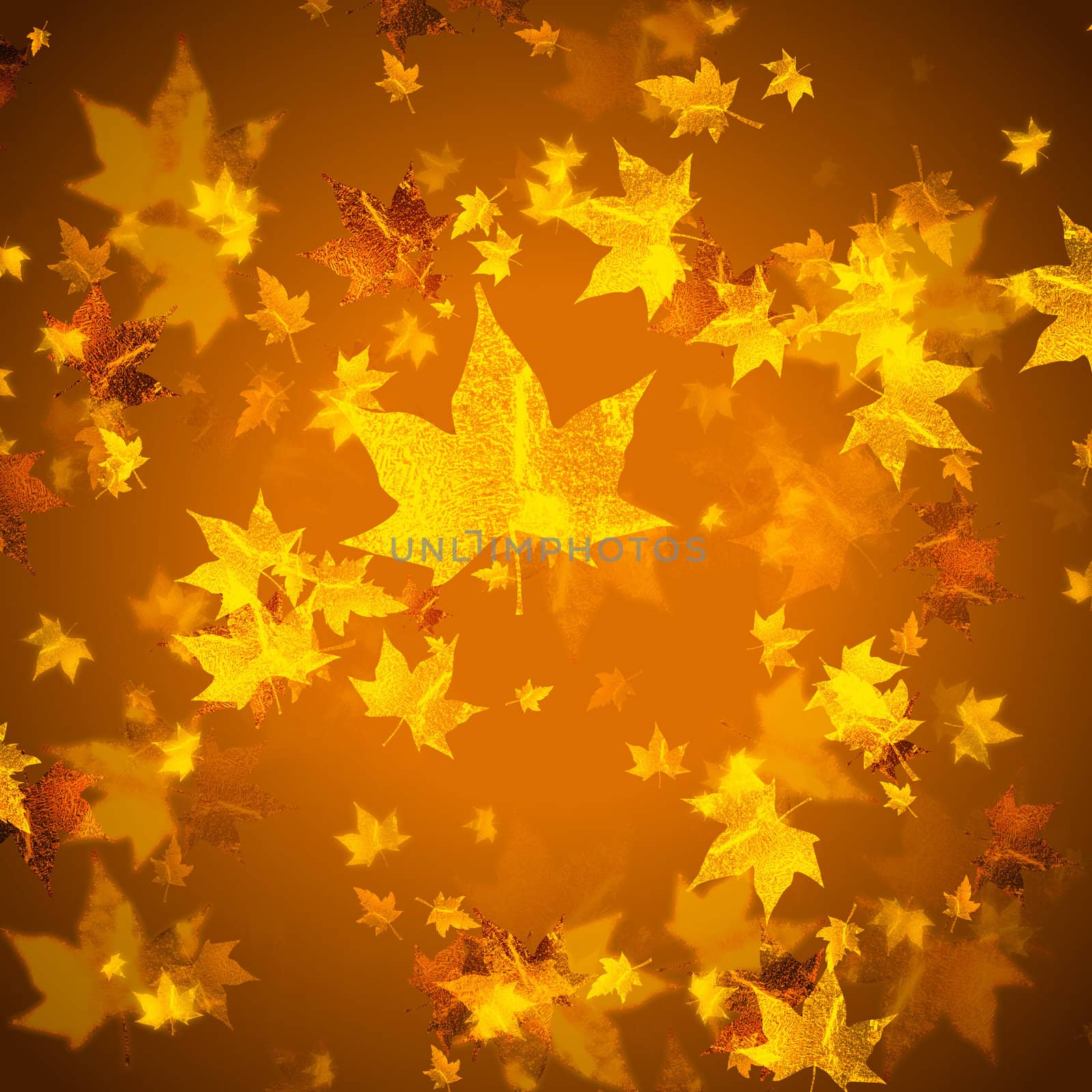 abstract brown background with golden autumn leaves