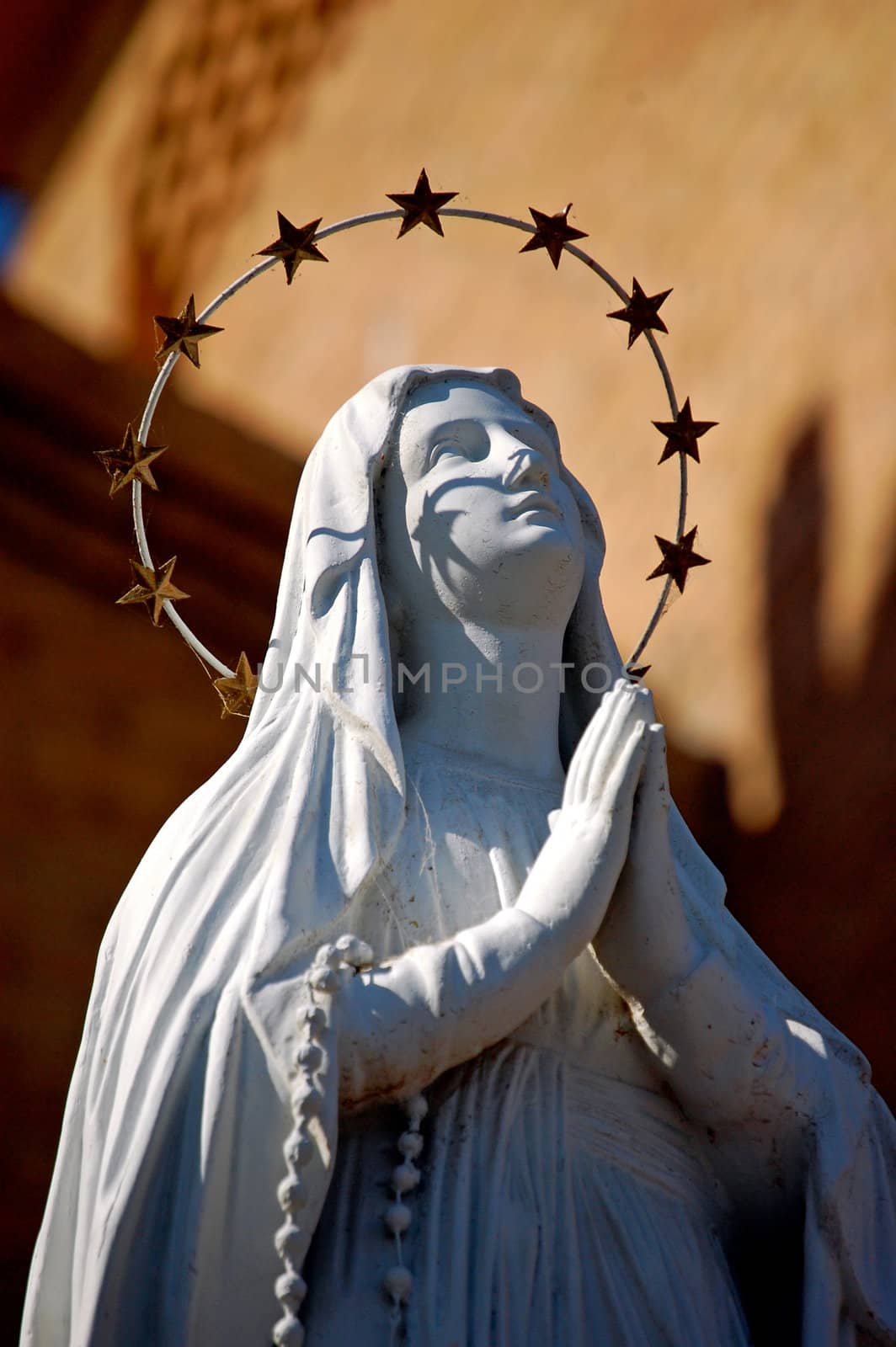 Statue of Mary Prays to God-1 by RefocusPhoto