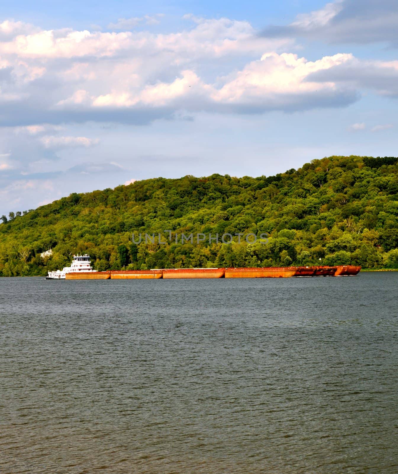 towboat and barge - Rising Sun 3 by RefocusPhoto