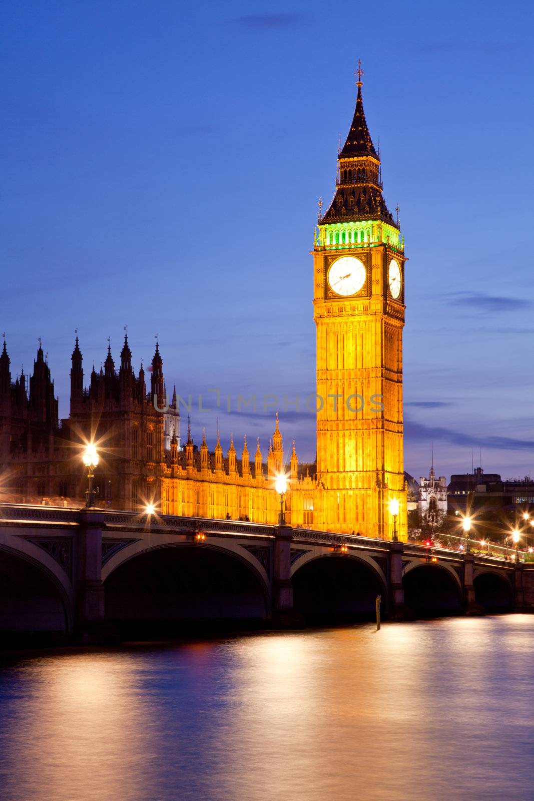 Big Ben Clock Tower and westminster bridge, London England UK