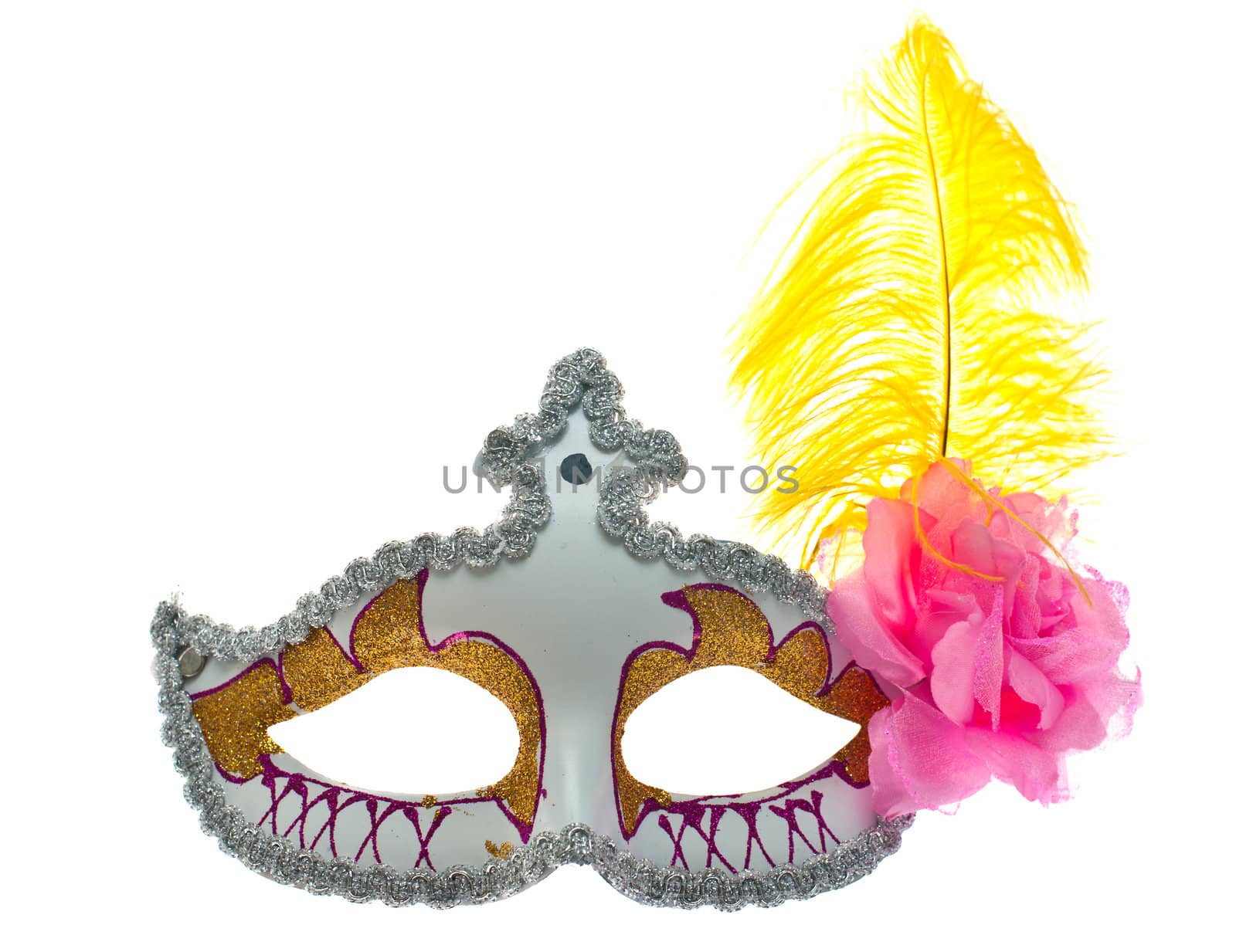 Carnival mask shot in studio on a white background.