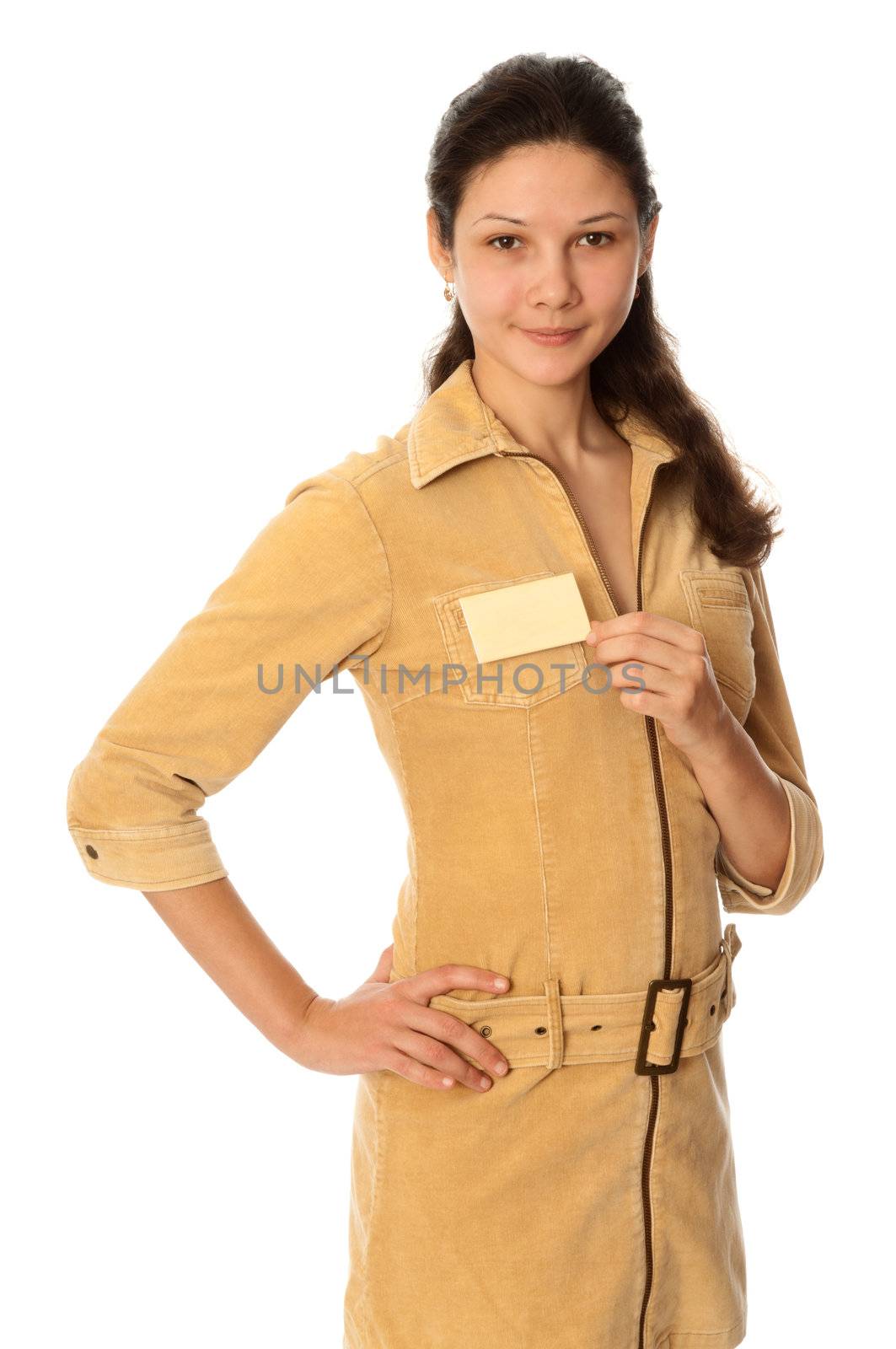 woman showing her badge at the entrance of meeting room