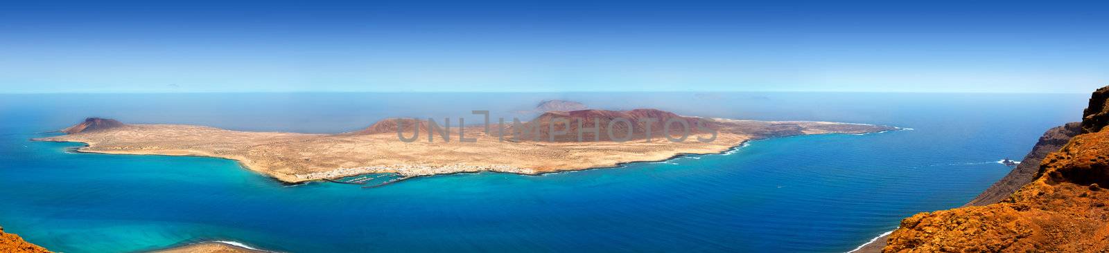 Lanzarote Mirador del rio La graciosa island panoramic in Canary Islands